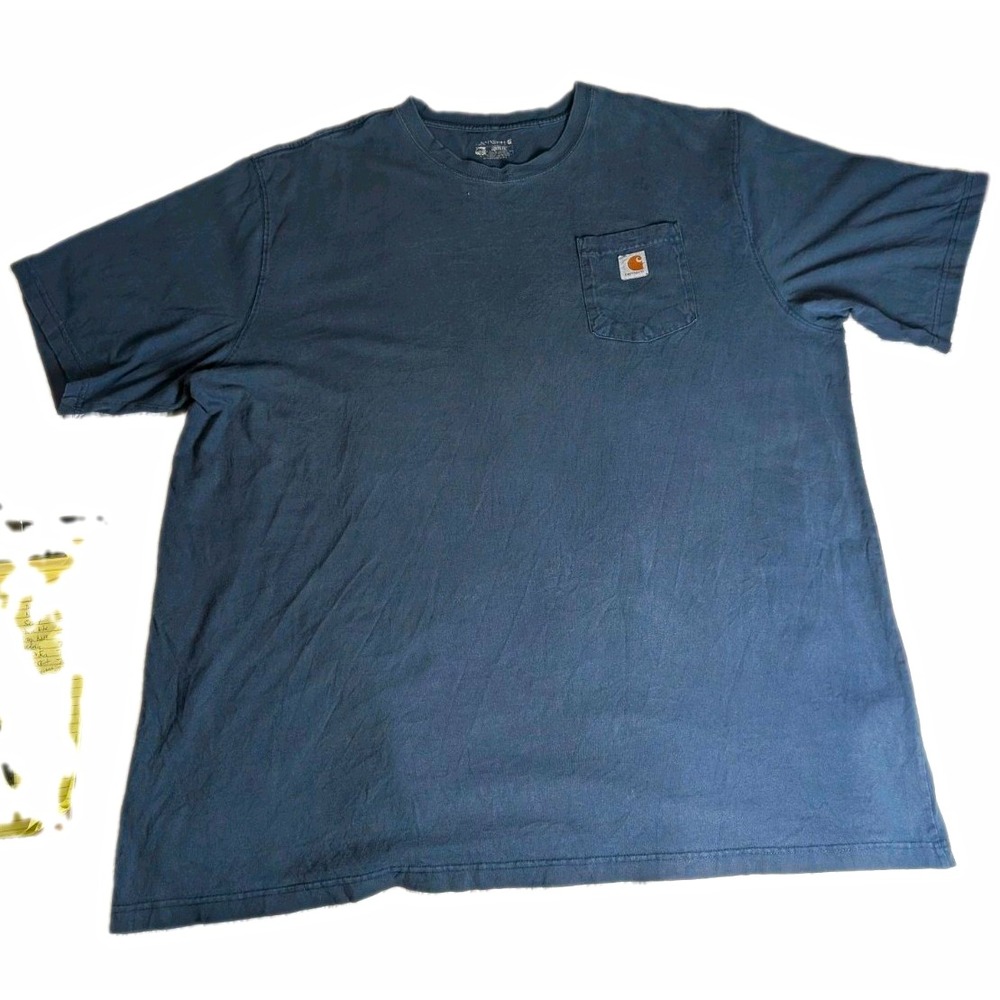 Carhartt Men's 2XL Blue Crew Neck Short Sleeve Solid Pocket Logo T-Shirt